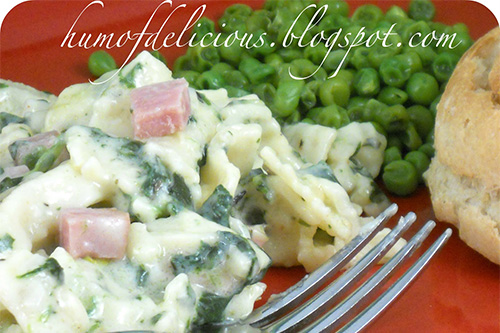 Ham-Spinach Pasta in Bechamel Sauce