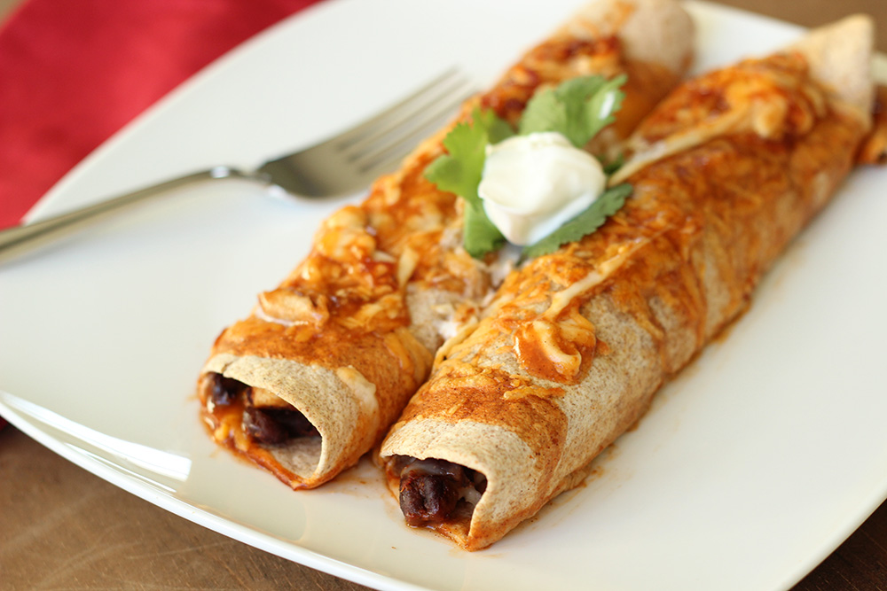 Cheesy Chicken and Black Bean Enchiladas