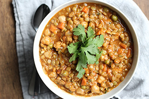 Lentil and Chickpea Curry with Coconut Milk